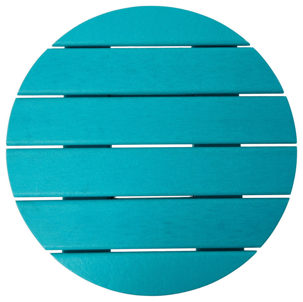 20"D Outdoor Patio HDPE Round Side Table, Aqua