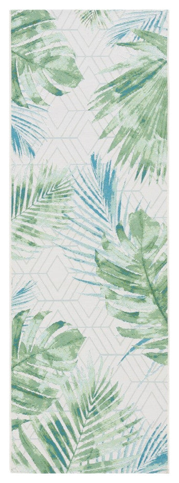 Safavieh Barbados Collection Indoor-Outdoor BAR590 Rug, Green/Teal, 2'8"x8'