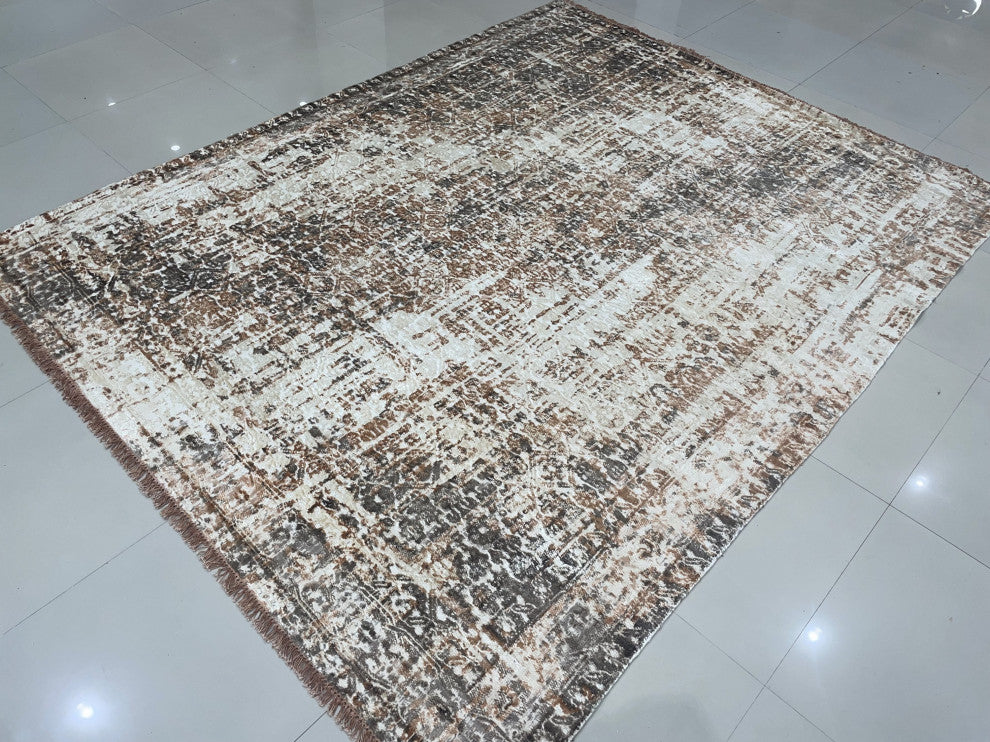 Hand-Knotted Wool Copper Transitional Modern Modern Rug, 7' X 9'