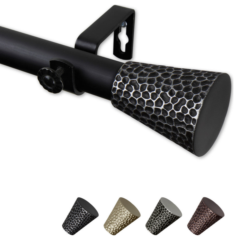 Maira 1" Curtain Rod, Black, 160-240"