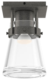 Erlenmeyer 1-Light Semi-Flush, Clear Glass, Natural Iron