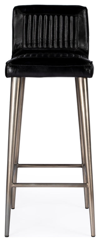 Maxwell Genuine Leather Bar Stool, Black