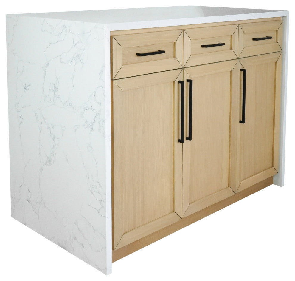 Palisade 48" Kitchen Island, Blonde, Engineered Marble