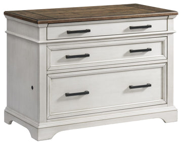 Drake 42" Wide Lateral File Cabinet, Rustic White and French Oak