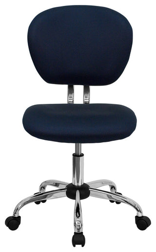 Mid-Back Navy Mesh Swivel Task Chair, Chrome Base