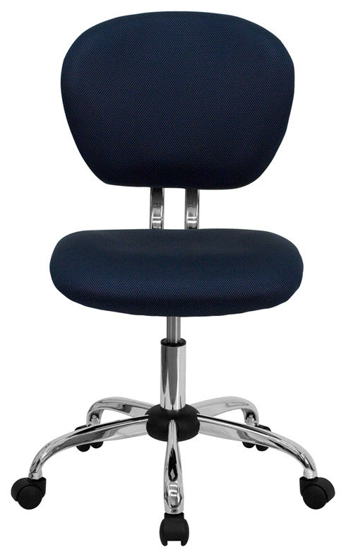 Mid-Back Navy Mesh Swivel Task Chair, Chrome Base