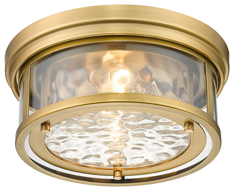 Zlite 493F2-RB 2-Light Flush Mount, Inner Clear Water & Outer Clear