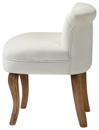 Lera Vanity Stool With Solid Wooden Legs, Ivory