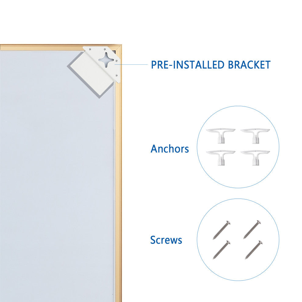 Rectangle Aluminum Framed Wall Mounted Mirror With Beveled Edge, Gold, 36"x36"