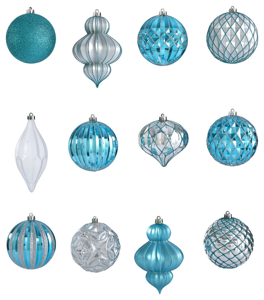 Holiday Lux Shatterproof, 12 Count Xmas Tree Ornaments, 100mm W/ Re-Useable Box