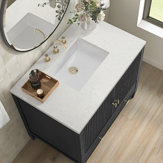 Myrrin 36" Vanity, Carbon Oak, 3 CM Lime Delight Top