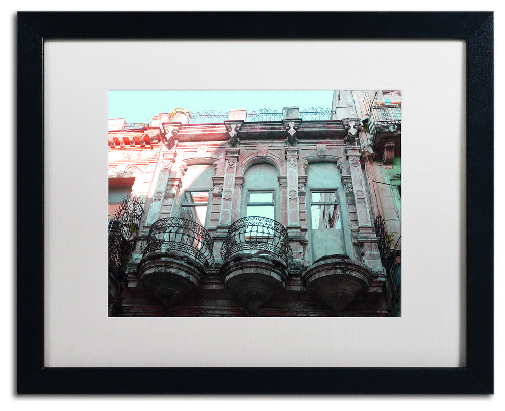 ''Havana Art Deco'' Matted Framed Art, Black Frame, White Matte, 20x16
