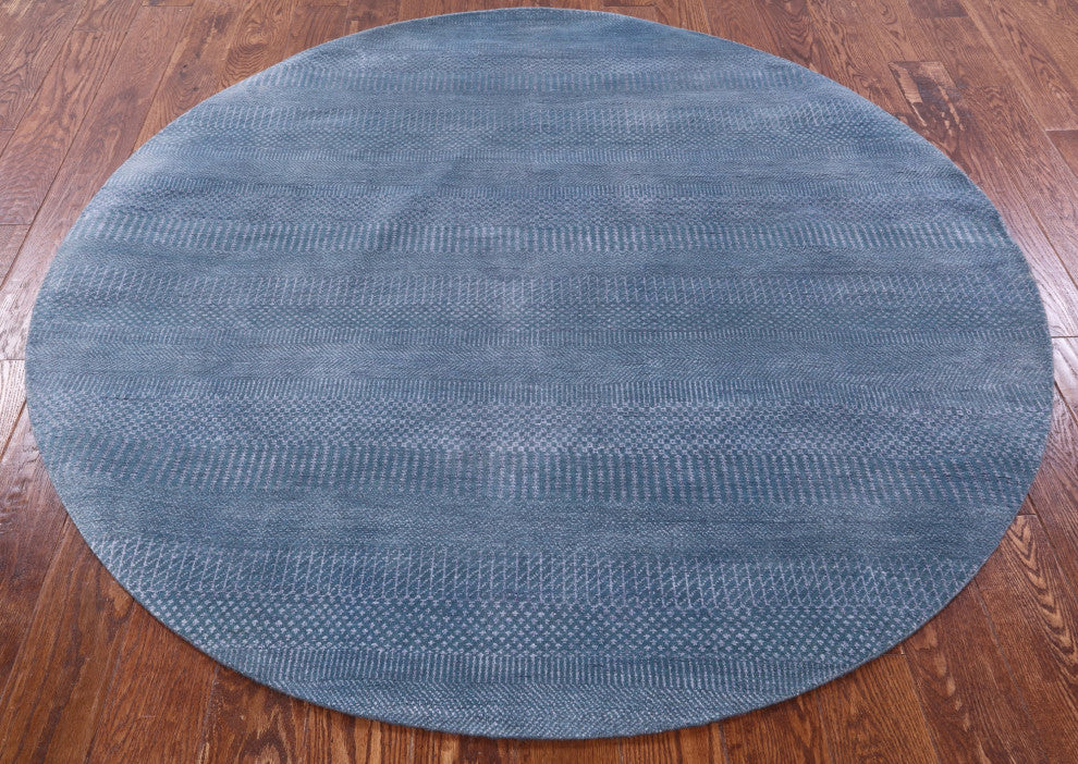 6' Round Wool and Silk Savannah Grass Hand Knotted Rug Q11467