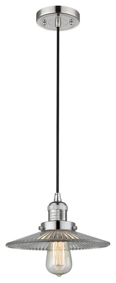 Halophane 1-Light Mini Pendant, Polished Nickel