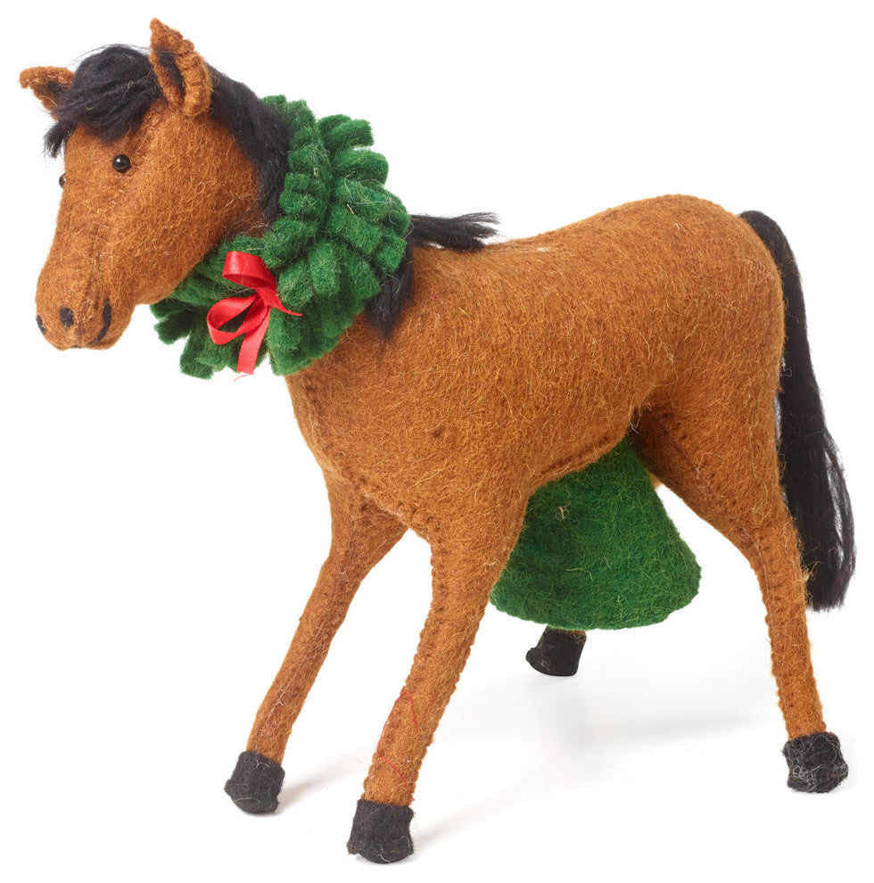 Horse Christmas Tree Topper in Hand Felted Wool