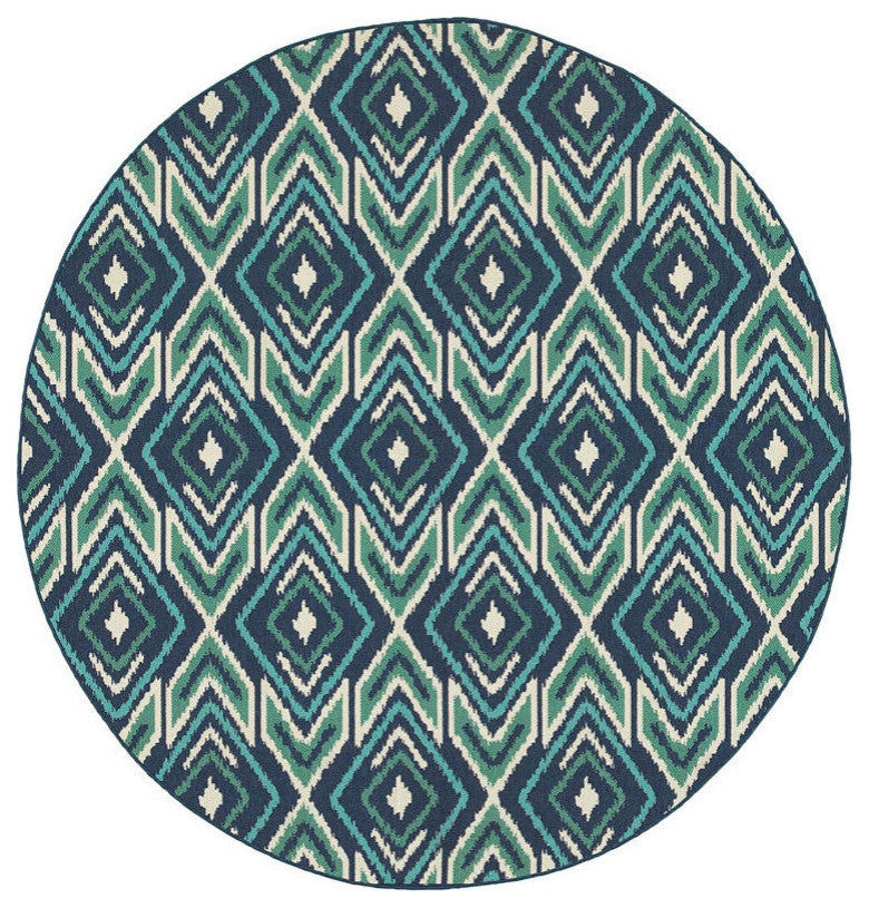 Meridian 2209B, Navy/Green, 3'7"x5'6"