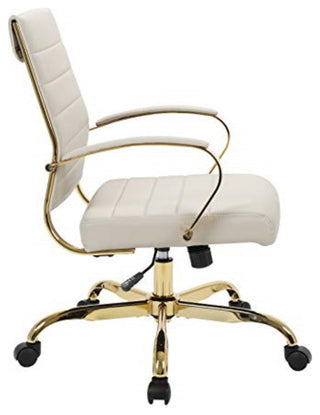 LeisureMod Benmar Home Leather Office Chair With Gold Frame