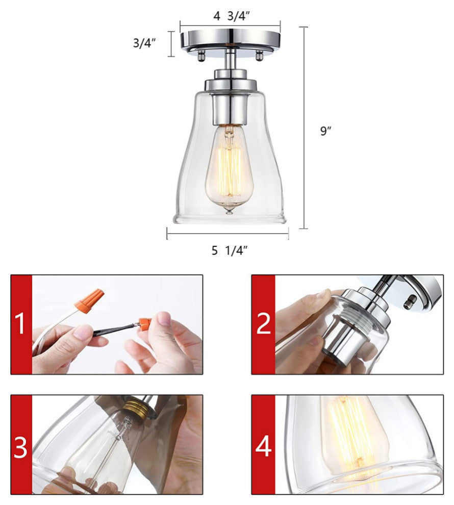 Mini Semi Flush Mount Ceiling Light antique glass ceiling light fixture