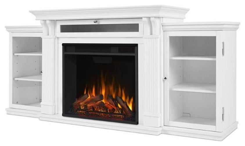 Bowery Hill Traditional Wood Fireplace TV Stand for TVs up to 67" in White
