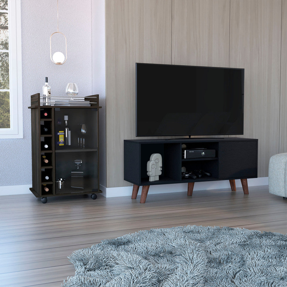 DEPOT E-SHOP Healy 2-Piece Living Room Set with TV Stand and Bar Cart