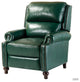 Genuine Leather Cigar Recliner With Nail Head Trim, Green