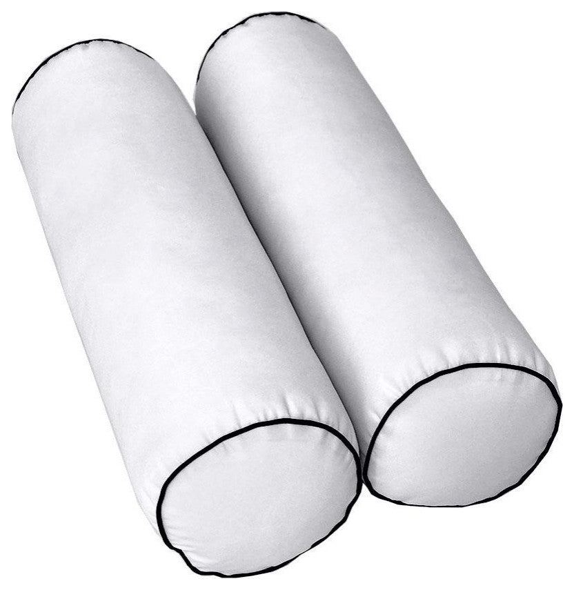 |COVER ONLY| Outdoor Style 2 Crib Contrast Trim Bolster Back Pillow Cover AD105