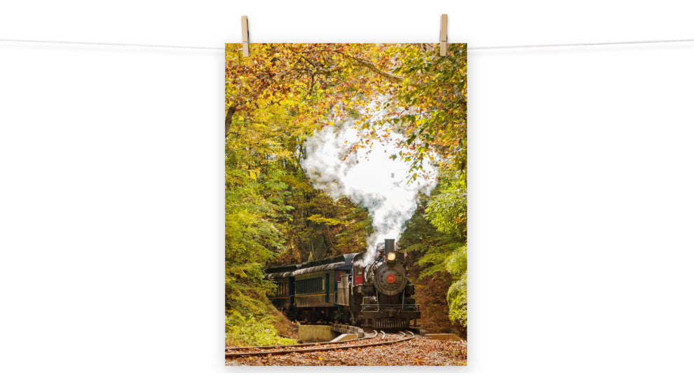 Wall Art Print Steam Train with Autumn Foliage Landscape Photo Unframed, 18" X 24"