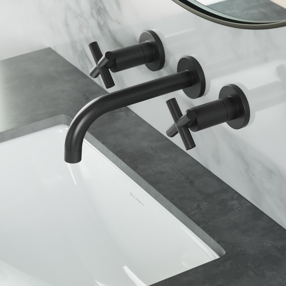 Ivy Double-Cross Handle Valve, Wall-Mount, Bathroom Faucet, Matte Black