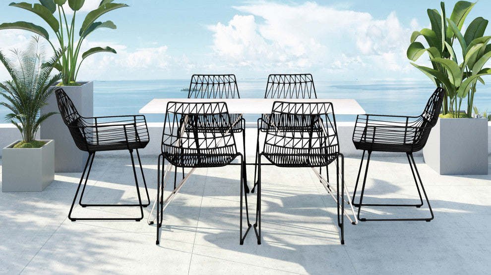 Ace 7 Piece Dining Set, Matte Black