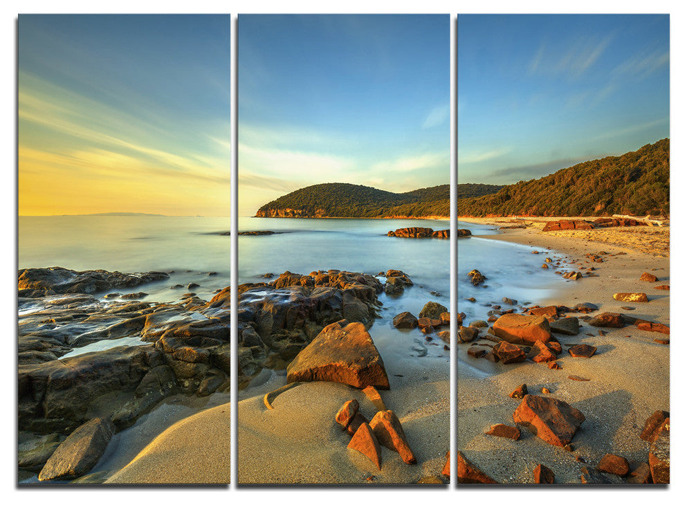 "Sunset in Cala Violina Bay" Metal Wall Art, 3 Panels, 36"x28"