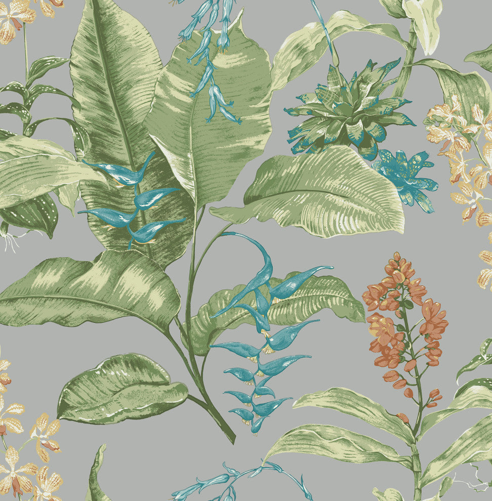 Maui Grey Botanical Wallpaper Bolt