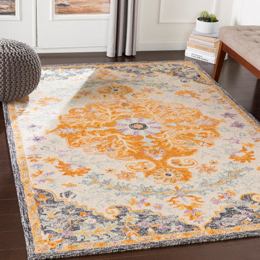 Surya Panipat PNP-2301 5'x7'6" Rug, Burnt Orange/Khaki/Mustard/Black/Blue/Green