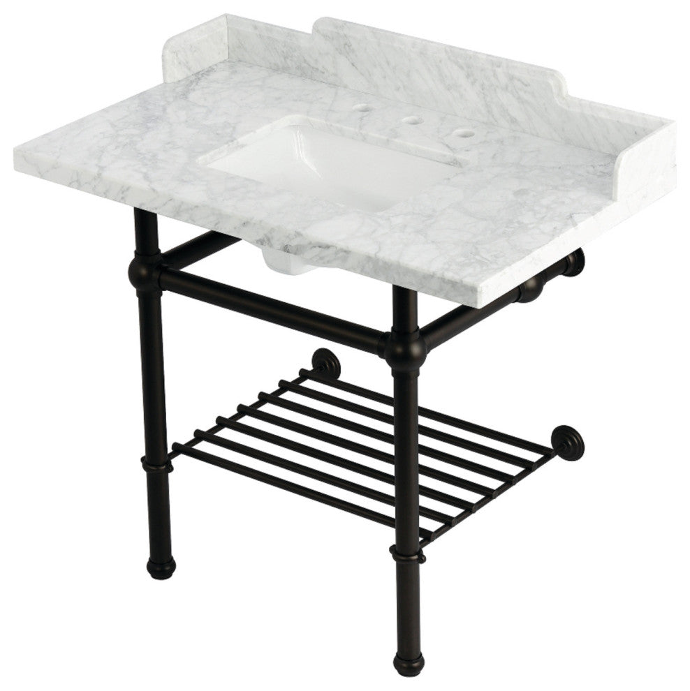 LMS3630MBSQB5 36" Console Sink with Brass Legs (8", 3 Hole)