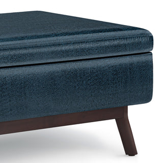 Owen Coffee Table Storage Ottoman, Distressed Dark Blue