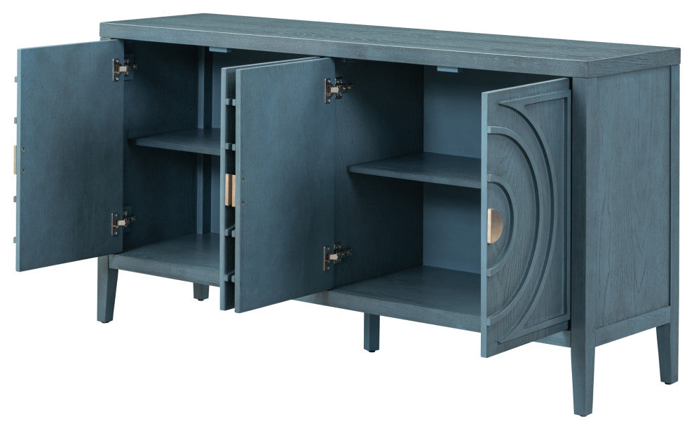 TATEUS 60" Rustic Entrance Furniture Retro Sideboard Living Room Antique Blue