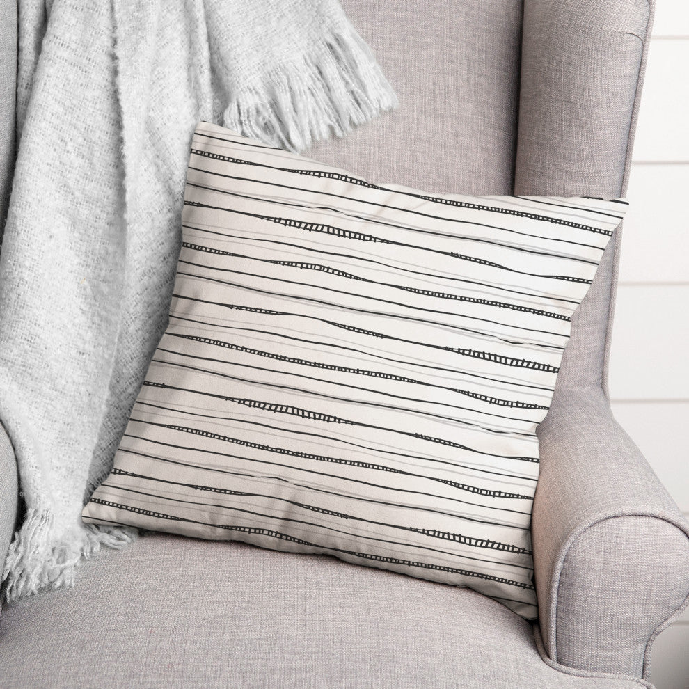Wavy Gray Lines 18x18 Spun Poly Pillow