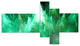 Green Fractal Crystals Design, Abstract Canvas Art Print, 60"x32", 5 panels