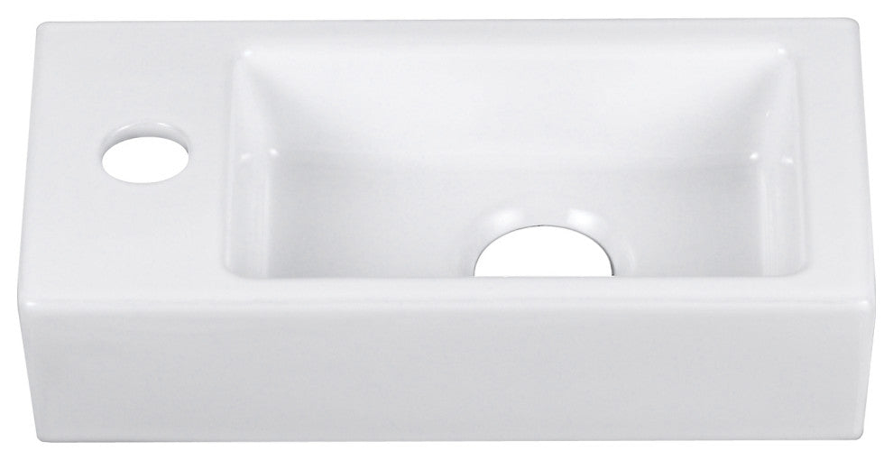 Ceramic Wall Mount Bathroom Sink Small Bathroom White Rectangular Wash Basin