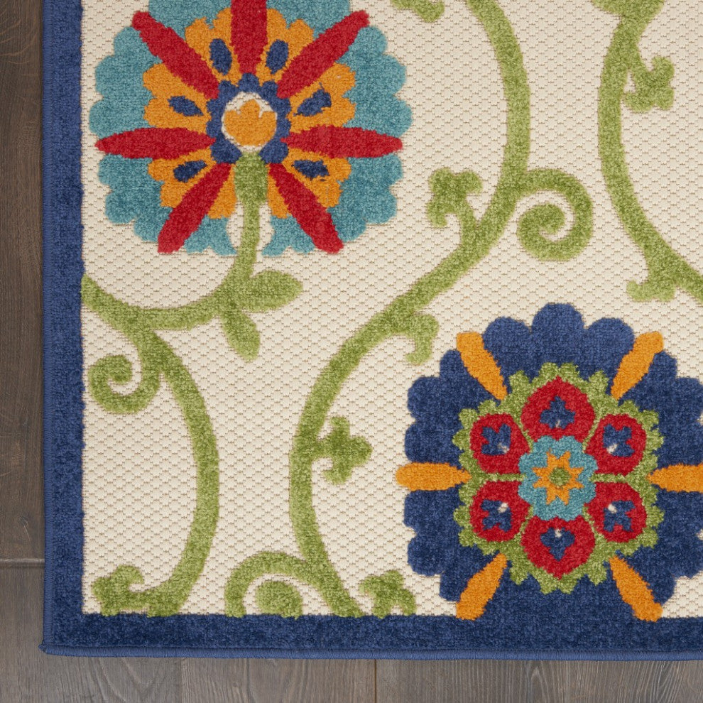 6 x 9 Blue Vines Indoor Outdoor Area Rug