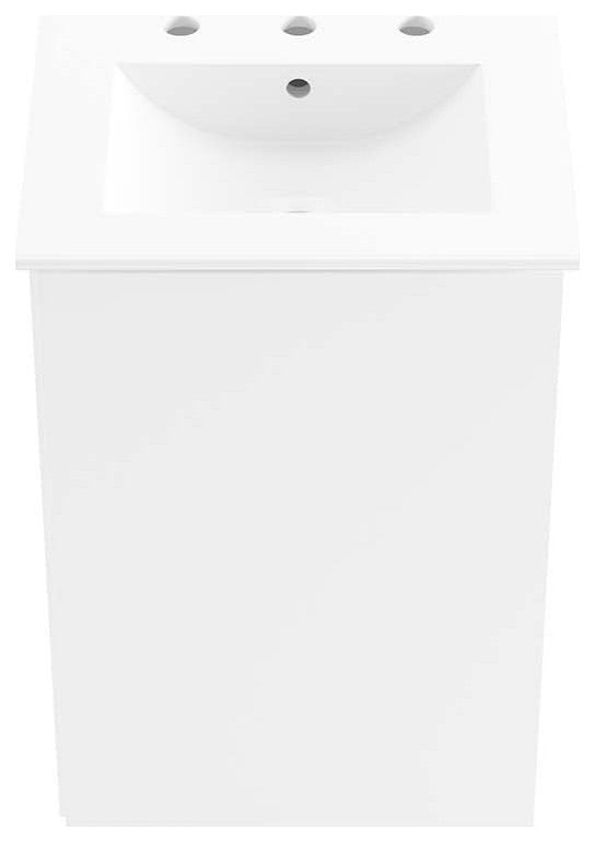 Sink Vanity Cabinet, Wall Mount, White, Ceramic, Modern, Hotel Bathroom