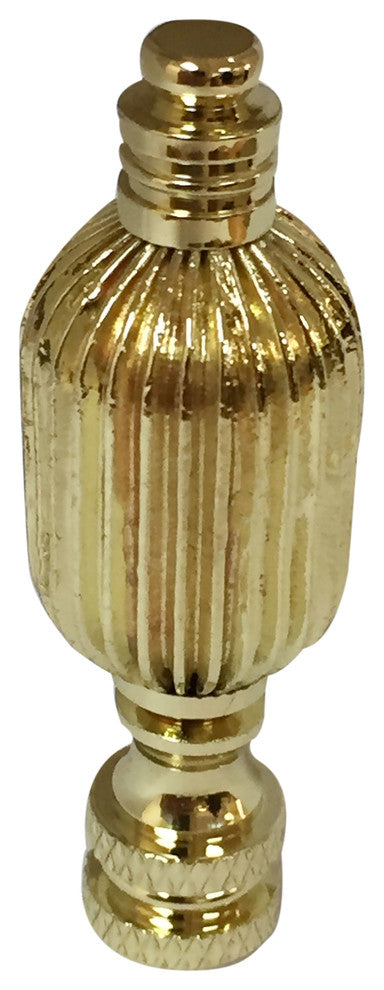 Royal Designs Button Finial, Polished Brass, Single