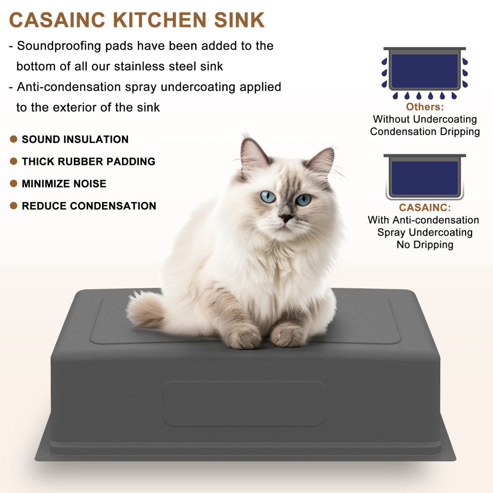 31in Undermount Kitchen Sink Single Bowl 18 Gauge Stainless Steel Workstation