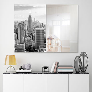Beveled Wall Mirror on Free Floating Tempered Glass 48"x36", My New York