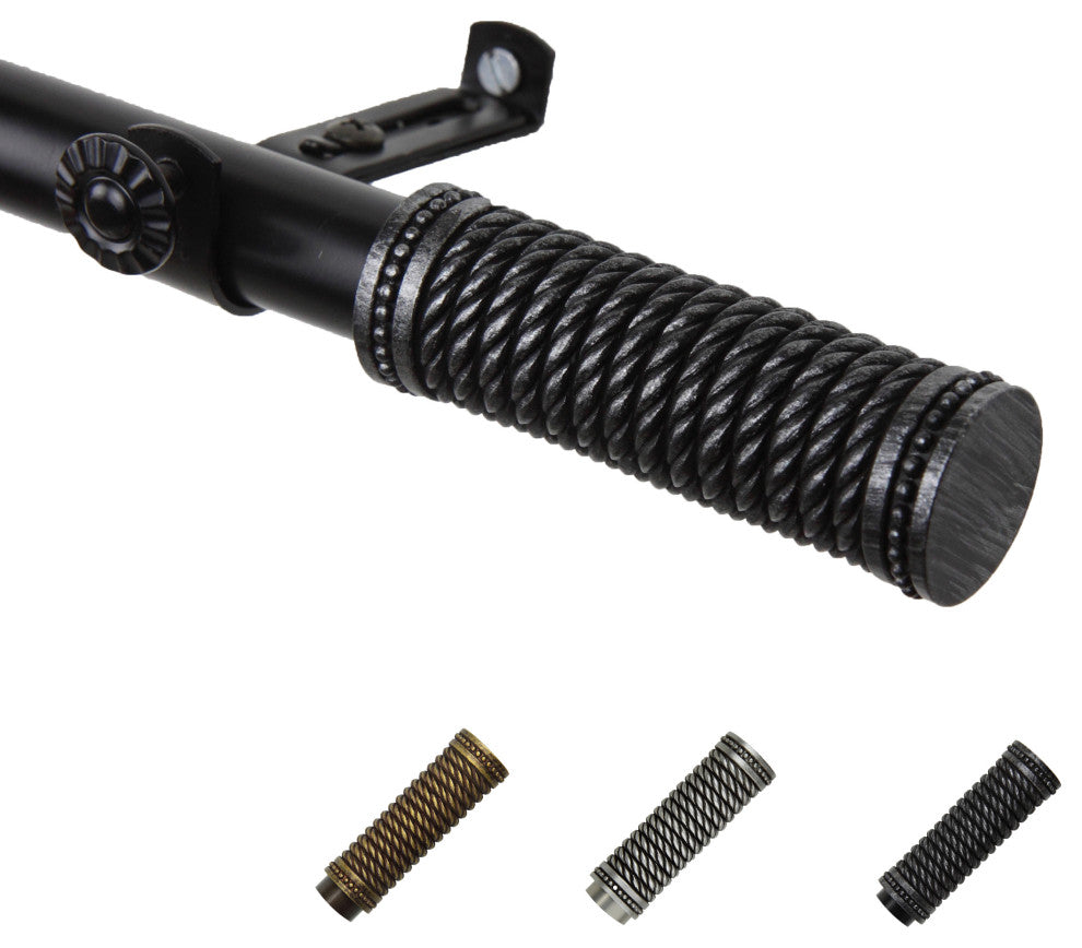 Barn 13/16" Diameter Curtain Rod, Black, 18-28"