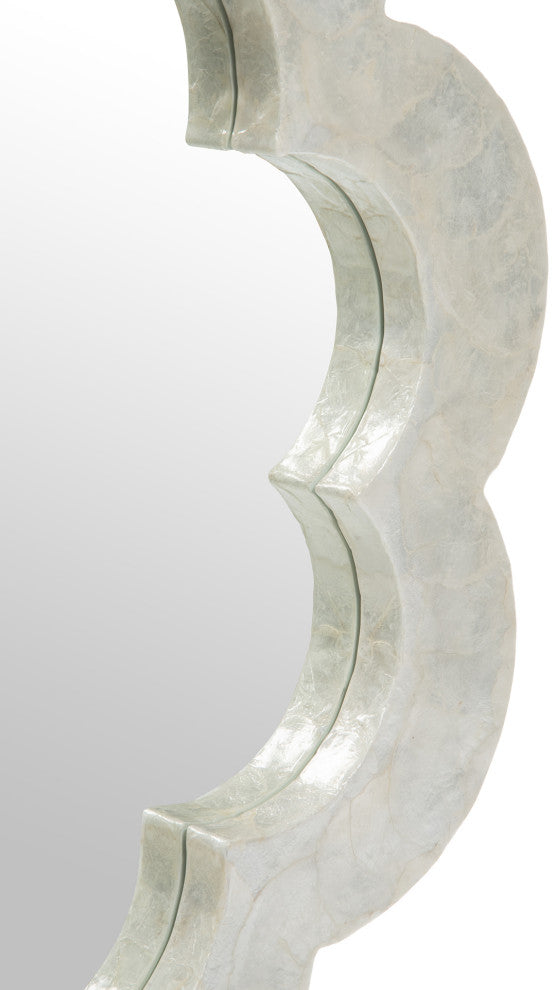 Flower Capiz Seashell Wall Mirror, White