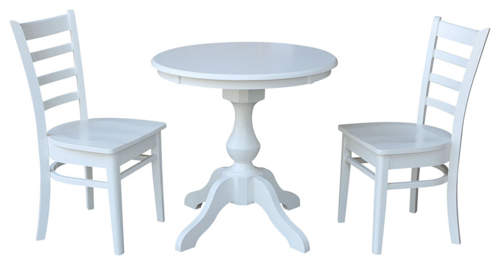30" Round Top Pedestal Table - With 2 Emily Chairs