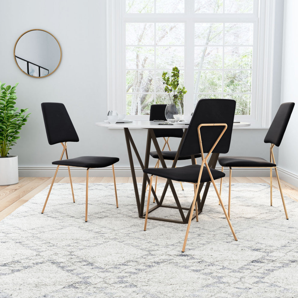 Chloe Dining Chair, Set of 2 Black & Gold