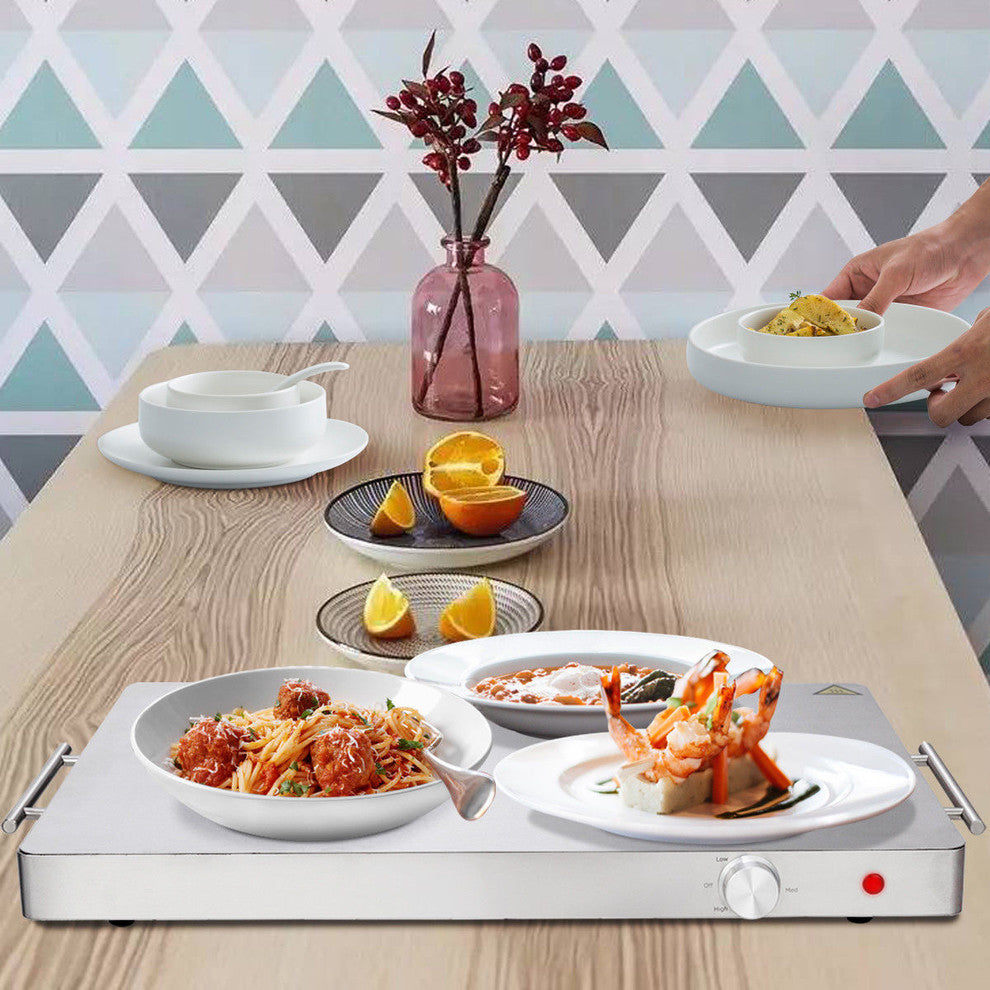 Costway Electric Warming Tray Food Dish Stainless Steel Hot Plate Tabletop