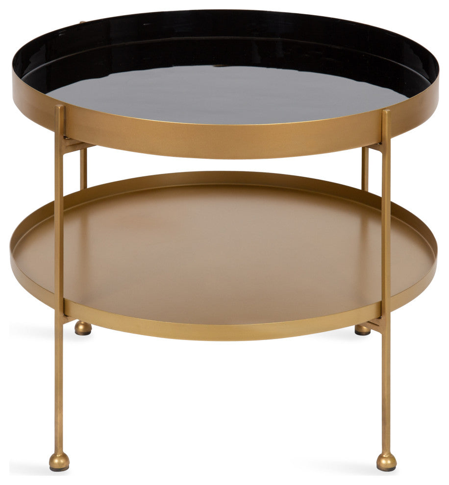 Nira Metal Coffee Table, Black/Gold 26" Diameter