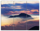 Amazing Java Mountain in Fog, Landscape Triptych Canvas Art, 36x28, 3 Panels